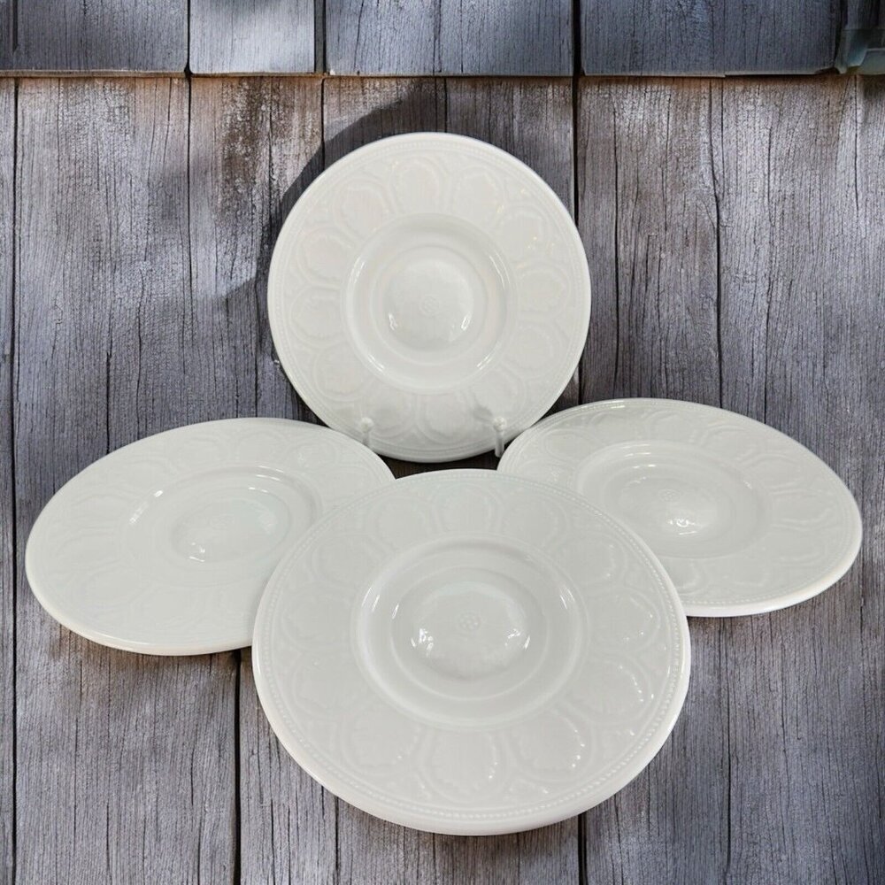 Coventry Fine Porcelain Parthenon Round White‎ Dish Plate Set 4 Dishes Plates